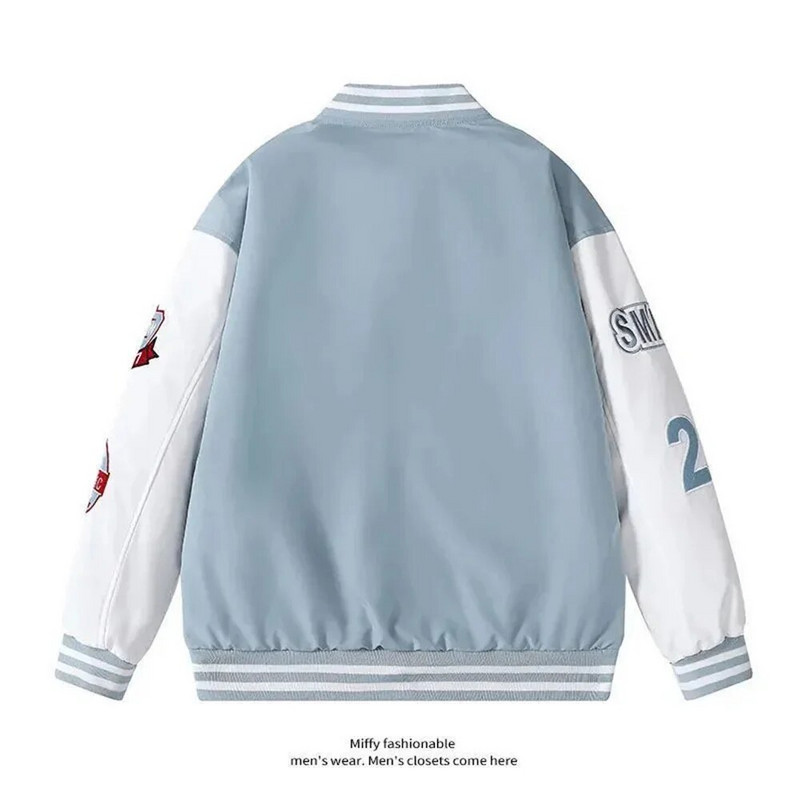 Amerikai retro baseball dzseki férfi bomber dzseki diák alkalmi őszi uniszex dzseki páros hímzett bő patchwork kabát