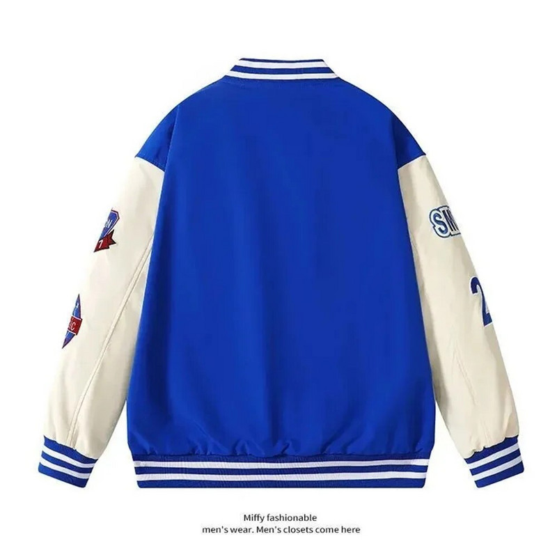 Amerikai retro baseball dzseki férfi bomber dzseki diák alkalmi őszi uniszex dzseki páros hímzett bő patchwork kabát