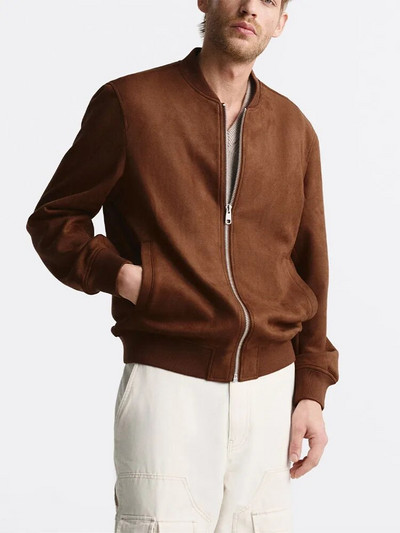 Jachetă pilot de piele intoarsa pentru bărbați, ocazional, de primăvară, toamnă, cu guler de baseball, jachetă de înaltă calitate pentru bărbați