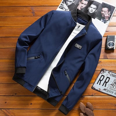 Pánska baseballová bunda, jarná tenká pánska bomber pilotná bunda a kabát, ležérna jednofarebná bunda, jesenné vrchné oblečenie, vrecká na zips, 8XL, nová