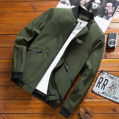 Pánska baseballová bunda, jarná tenká pánska bomber pilotná bunda a kabát, ležérna jednofarebná bunda, jesenné vrchné oblečenie, vrecká na zips, 8XL, nová