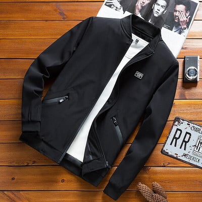 Pánska baseballová bunda, jarná tenká pánska bomber pilotná bunda a kabát, ležérna jednofarebná bunda, jesenné vrchné oblečenie, vrecká na zips, 8XL, nová