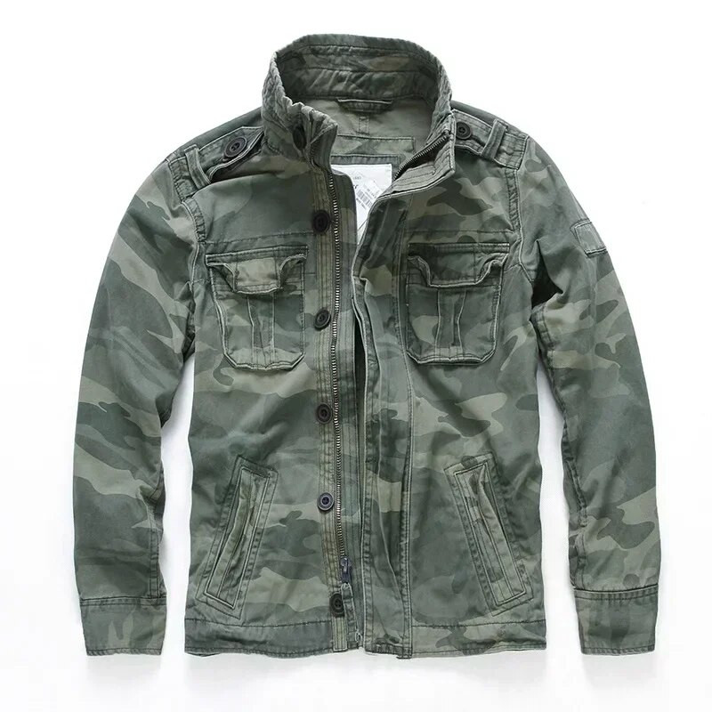Jachetă militară pentru bărbați M65 din denim jachete retro cargo cu mai multe buzunare în aer liber Camo Topuri câmp ocazional modă drumeții paltoane uniforme