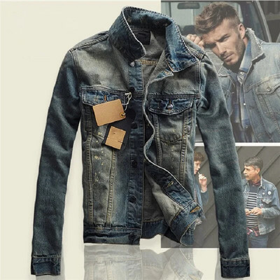Rudens jauns vīriešu džinsu jakas Klasiski mēteļi S-3Xl lielizmēra Bf Hip-Pop ielas apģērbi ar vienrindu vīriešu virsdrēbi Džinsi Vintage