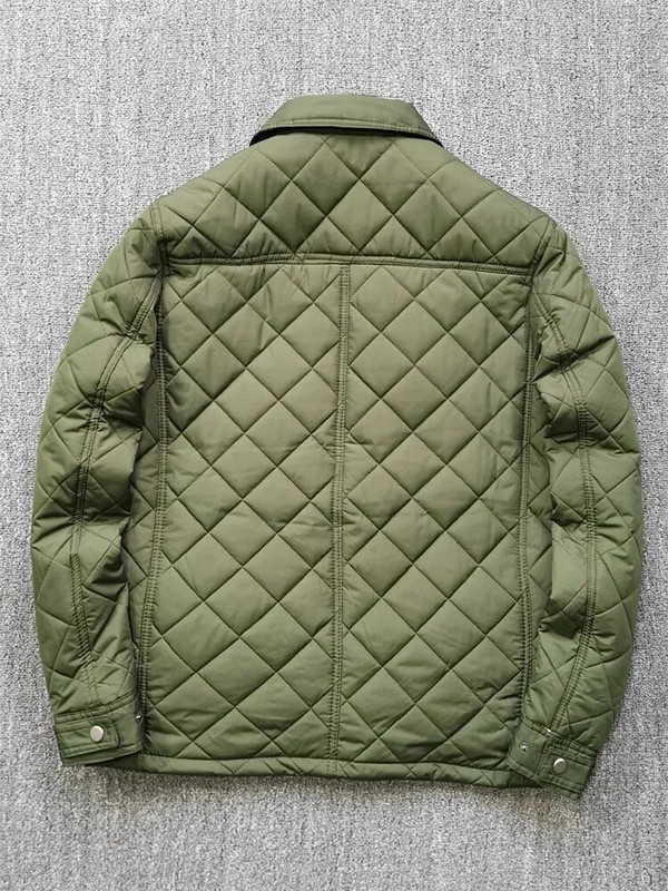 Pánska ľahká bavlnená bunda Clamp, vetruodolná a teplá prešívaná bavlnená bunda s diamantovým kockovaným vzorom