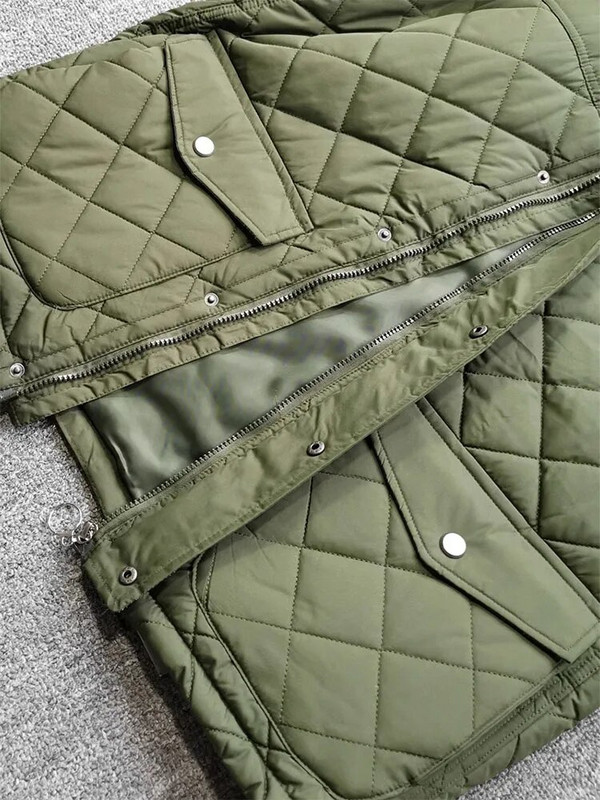 Pánska ľahká bavlnená bunda Clamp, vetruodolná a teplá prešívaná bavlnená bunda s diamantovým kockovaným vzorom