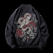 Luxusná jarná bomber bunda pre mužov s výšivkou draka, Sukajan Yokosuka, nadrozmerný pilotný kabát, baseballové oblečenie s dlhým rukávom, 2023