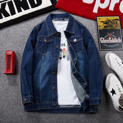 Jachetă de blugi pentru bărbați, supradimensionată, 5XL 6XL 8XL, nouă primăvară, toamnă, ocazional, jachete clasice de jeans, haine de stradă hip hop, largi, grăsime