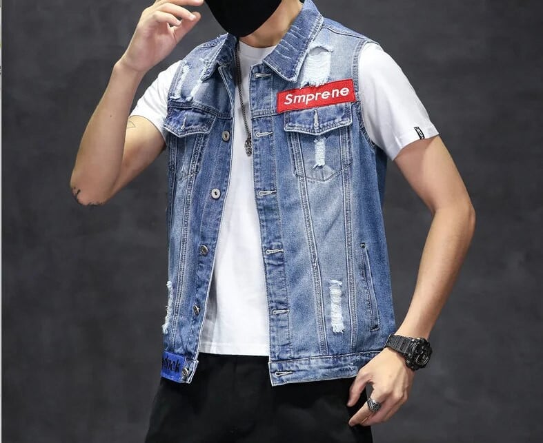 Pánske džínsové bundy značky Hip Hop Streetwear Punk Motorcycle Ripped Print Cowboy Outwear Vysoko kvalitné ležérne dierované pánske džínsové kabáty