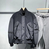 Pánske oblečenie Jar Jesenné Nové čierne Ležérne Voľné Pánske Kabáty Stojanový Golier Spájanie Módne Viacvreckové Baseballové Bundy Pre Mužov