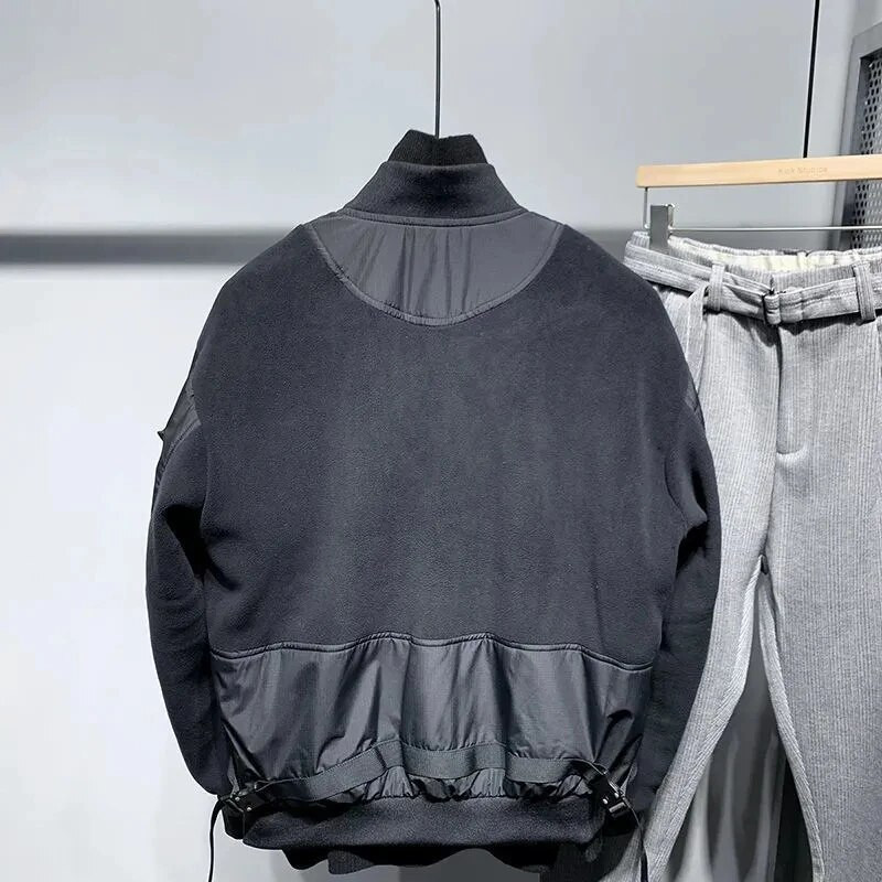 Pánske oblečenie Jar Jesenné Nové čierne Ležérne Voľné Pánske Kabáty Stojanový Golier Spájanie Módne Viacvreckové Baseballové Bundy Pre Mužov