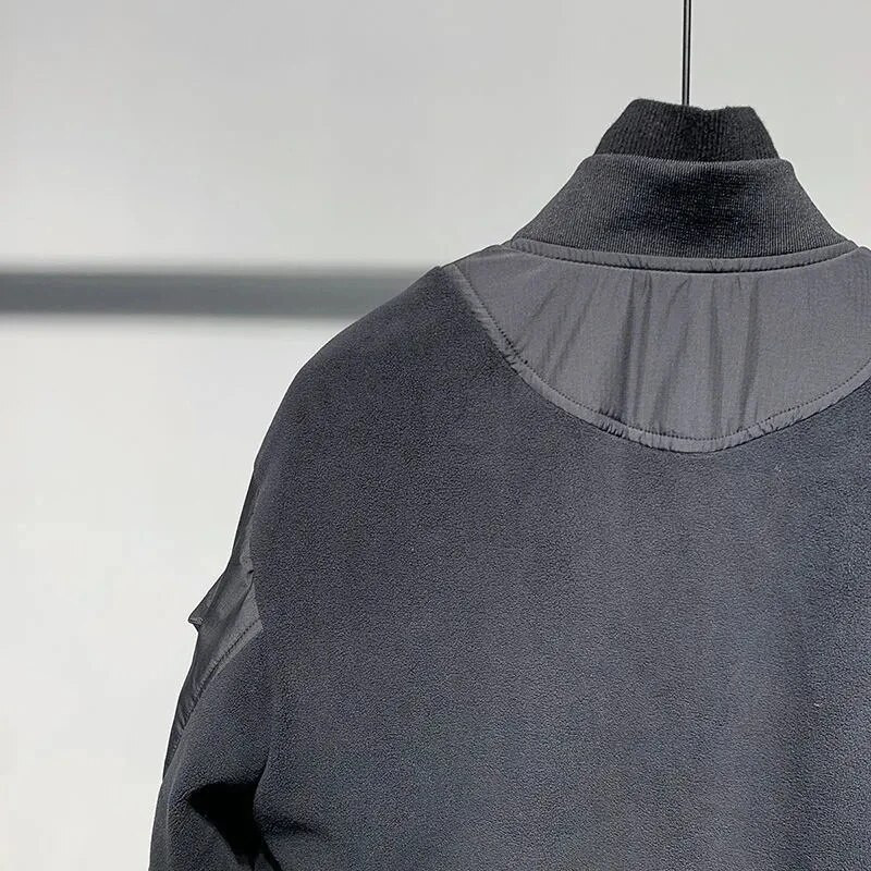 Pánske oblečenie Jar Jesenné Nové čierne Ležérne Voľné Pánske Kabáty Stojanový Golier Spájanie Módne Viacvreckové Baseballové Bundy Pre Mužov