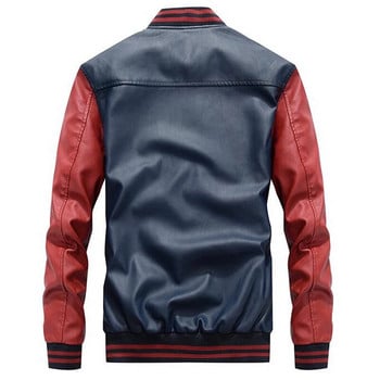 Кожено яке Мъжки 2023 Зимни якета с бродерия Pu Coats Slim Fit College Luxury Fleece Pilot Bomber Jackets casaco masculino