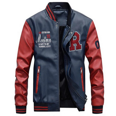 Jachetă din piele bărbați 2023, iarnă, broderie, jachete din PU, slim fit, lux, fleece, pentru pilot, jachete bomber casaco masculino