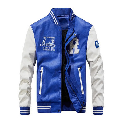 Jachetă din piele bărbați 2023, iarnă, broderie, jachete din PU, slim fit, lux, fleece, pentru pilot, jachete bomber casaco masculino