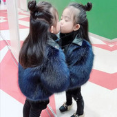 Jachetă de blană pentru fete, îmbrăcăminte din bumbac, pardesiu 2023, elegant, caldă, îngroșă, plus catifea, iarnă, toamnă, adolescent, fuzzy, pentru copii.