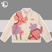 Muška vintage traper jakna Labave kaubojske jakne s cvjetnim uzorkom Traperice Harajuku Hip Hop 2023 Bomber jakna Ležerni kaput Pamuk Bijela