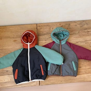 Parkas Παιδικά Ρούχα Βαμβακερά δύο όψεων Παχύνοντας βαμβακερό κλιπ για αγόρια χειμώνα κορίτσια Νέο μωρό παλτό 2023 Hooded Spicing