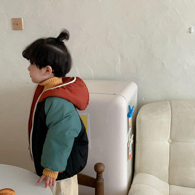 Detské oblečenie s bavlnou, obojstranne zahusťujúcou bavlnenou sponou, chlapčenskou zimnou dievčenskou kabátikovou kabátikovou bundou pre novorodencov 2023 s kapucňou