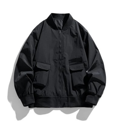 Pánska baseballová bunda Plus Size 9XL, jarná jesenná bomberová bunda, cargo kabát, módny ležérny voľný strih, pánske vrchné oblečenie, khaki