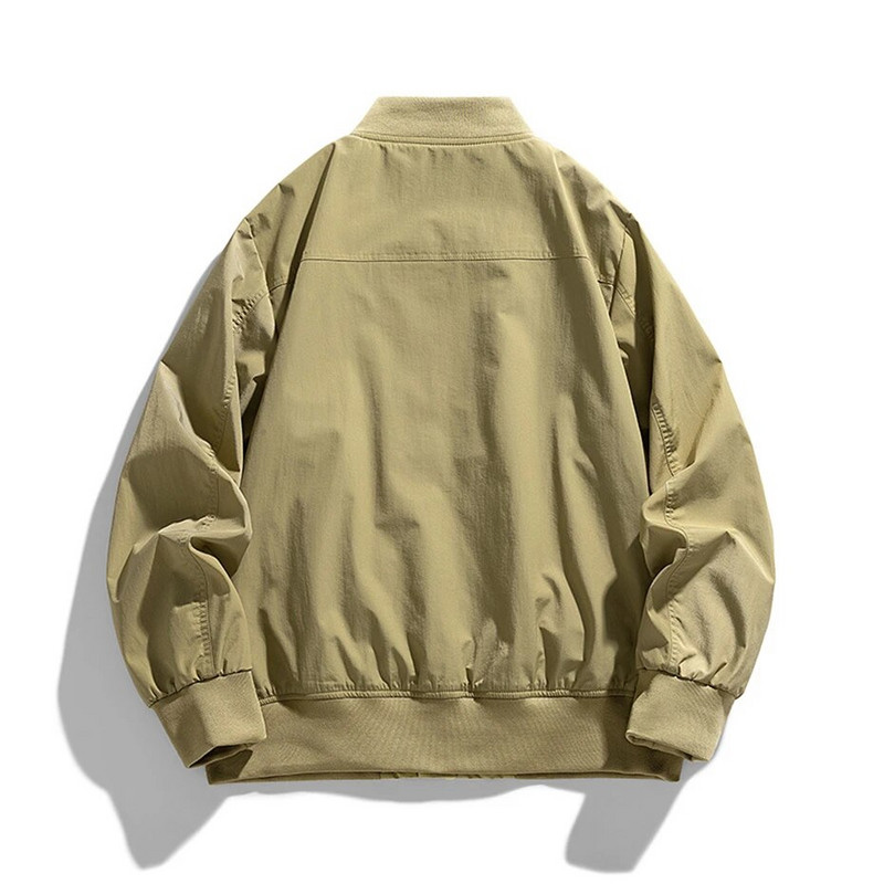 Pánska baseballová bunda Plus Size 9XL, jarná jesenná bomberová bunda, cargo kabát, módny ležérny voľný strih, pánske vrchné oblečenie, khaki