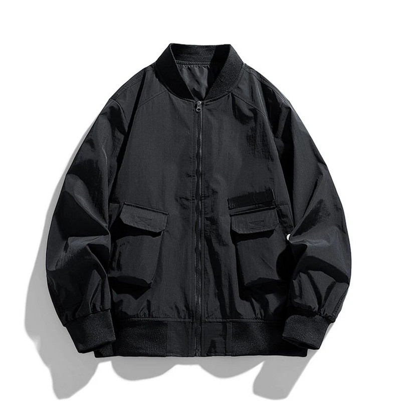 Pánska baseballová bunda Plus Size 9XL, jarná jesenná bomberová bunda, cargo kabát, módny ležérny voľný strih, pánske vrchné oblečenie, khaki