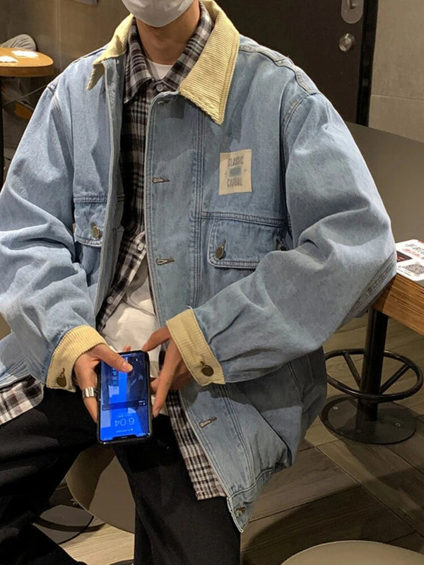 Gmiixder Japan Retro Atvartas Džinsinis Striukė Cityboys Punk Laisvas Striukė Rudens Honkongo Stilius Hip Hopas Gražus susiuvimas Džinsų Paltas