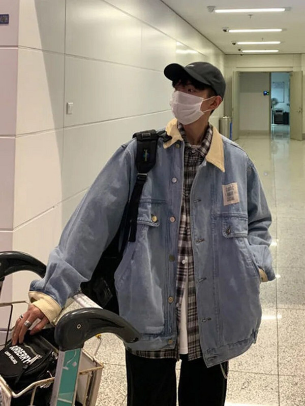 Gmiixder Japan Retro Atvartas Džinsinis Striukė Cityboys Punk Laisvas Striukė Rudens Honkongo Stilius Hip Hopas Gražus susiuvimas Džinsų Paltas