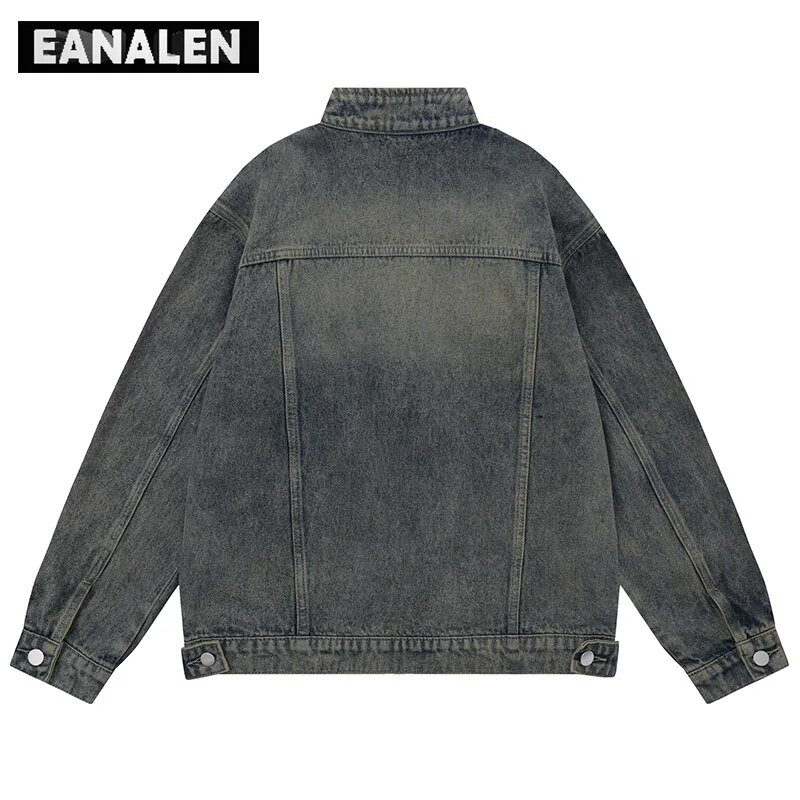 Harajuku retro čierna motorkárska závodná džínsová bunda pánska krátka nadrozmerná punk rocková batikovaná bunda na zips dámska motorkárska grunge bunda