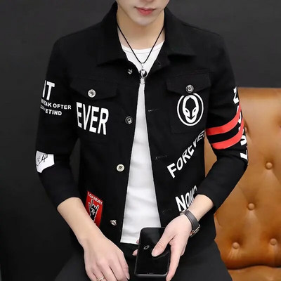 Tavaszi őszi csillag Hip Hop Graffiti Harajuku Divat CowBoy Kardigán Férfi Top Sárga Luxus Ifjúsági Felsőruházat Farmer dzseki