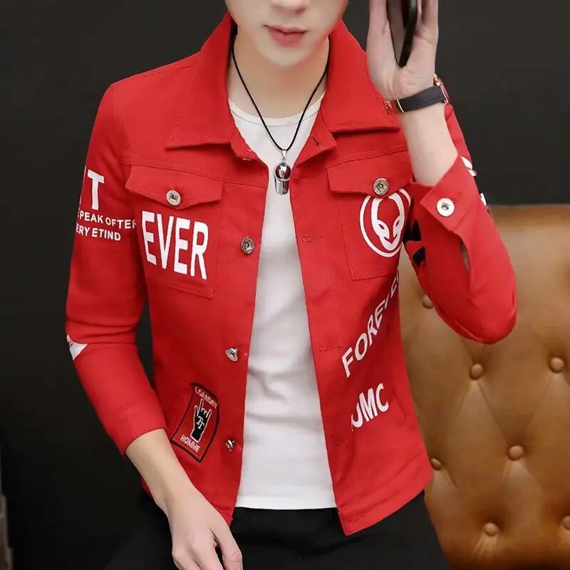 Tavaszi őszi csillag Hip Hop Graffiti Harajuku Divat CowBoy Kardigán Férfi Top Sárga Luxus Ifjúsági Felsőruházat Farmer dzseki