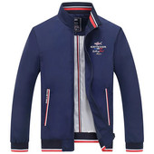 Jachetă de înaltă calitate pentru bărbați, primăvară, toamnă, trenci, broderie cu rechin, guler suport, jachetă pentru pilot, antivânt, 4XL