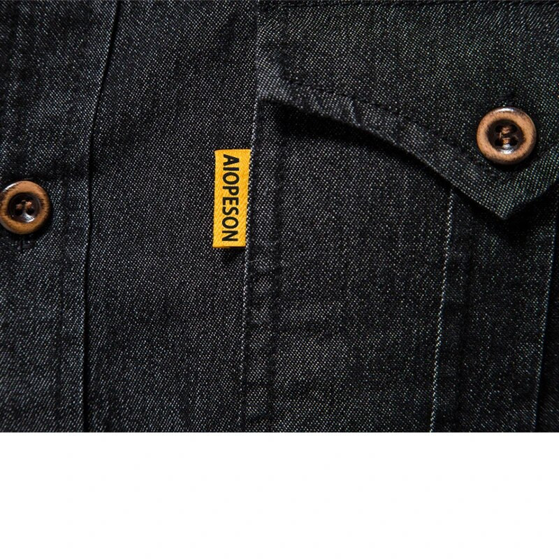 Jarná a jesenná móda Pánske oblečenie 4-farebná S-5XL 95% bavlna Vrecková košeľa s dlhým rukávom a klopou, jednoradové ležérne džínsové tričko