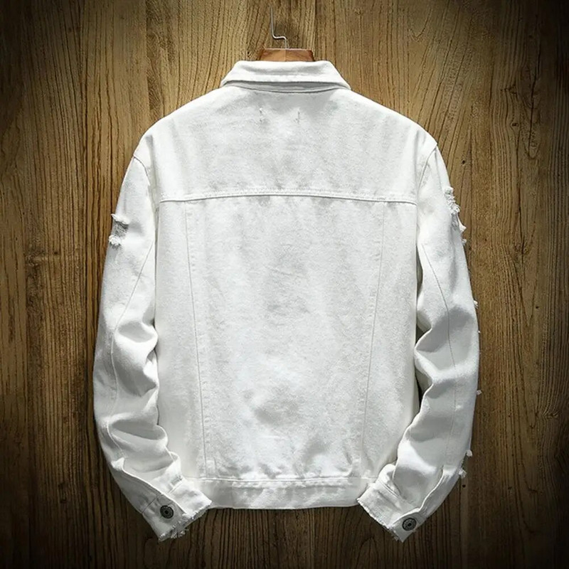 Trendikas meeste teksajakk, lõtv üherealine teksajakk, igapäevane kandmine