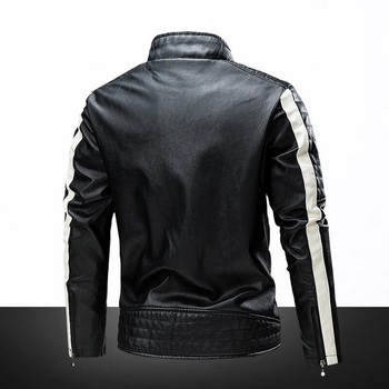 Мотоциклетно яке Мъжко яке Bomber Biker Jackets Дизайнерско палто от изкуствена кожа Мъжко поларено пилотско винтидж авиаторско луксозно черно кожено палто