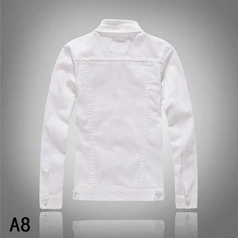 Nová módna pánska džínsová bunda, kovbojská biela džínsová bunda, pánska ležérna slim fit džínsová bunda, bavlnený kabát, vrchné oblečenie, pánske oblečenie