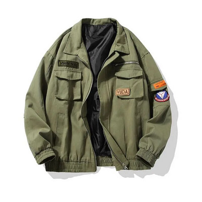 Jachetă tactică cu mai multe buzunare pentru bărbați, primăvară, toamnă, navetă, haină largi, aviator armată, uniforme de baseball, buzunar stereoscopic