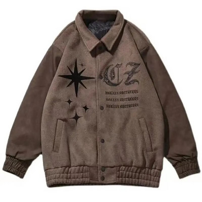 Jachetă Varsity Bărbați Jachetă Bomber pentru pilot cu revere Vintage Broderie Mantoane de baseball 2023 Hip Hop Streetwear Harajuku Mantoane supradimensionate