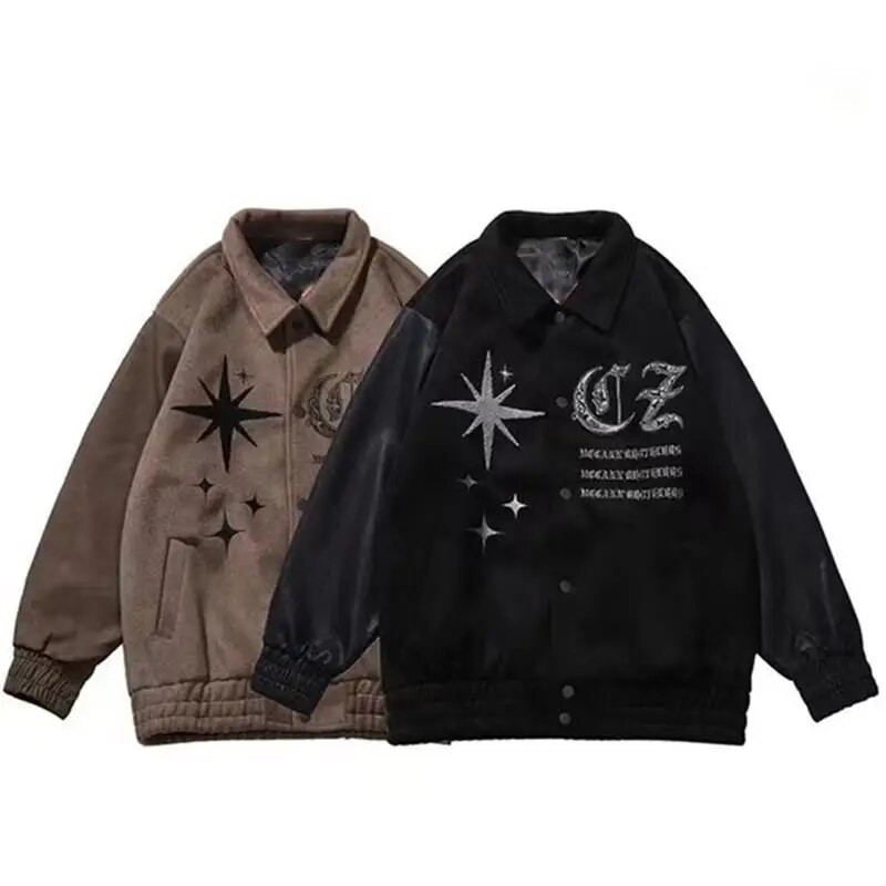 Jachetă Varsity Bărbați Jachetă Bomber pentru pilot cu revere Vintage Broderie Mantoane de baseball 2023 Hip Hop Streetwear Harajuku Mantoane supradimensionate
