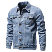 Plus Size 5XL-M Bărbați Jachete din denim cu revere solide Jachete de blugi pentru motociclete de modă Jachete pentru bărbați Slim Fit Bumbac Casual Negru Albastru Îmbrăcăminte