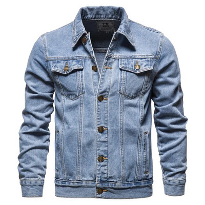 Plus Size 5XL-M Bărbați Jachete din denim cu revere solide Jachete de blugi pentru motociclete de modă Jachete pentru bărbați Slim Fit Bumbac Casual Negru Albastru Îmbrăcăminte