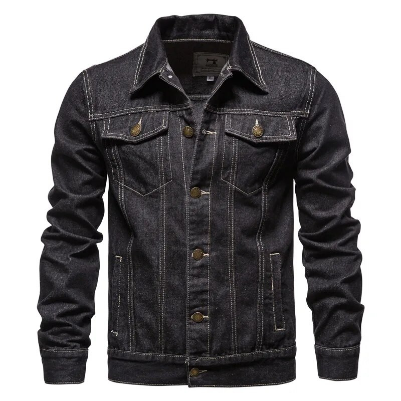 Plus Size 5XL-M Bărbați Jachete din denim cu revere solide Jachete de blugi pentru motociclete de modă Jachete pentru bărbați Slim Fit Bumbac Casual Negru Albastru Îmbrăcăminte