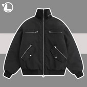 Pánska baseballová bunda High Street s viacerými vreckami, retro bundy na zips, jarný retro bomber Harajuku, unisex, voľné jesenné oblečenie