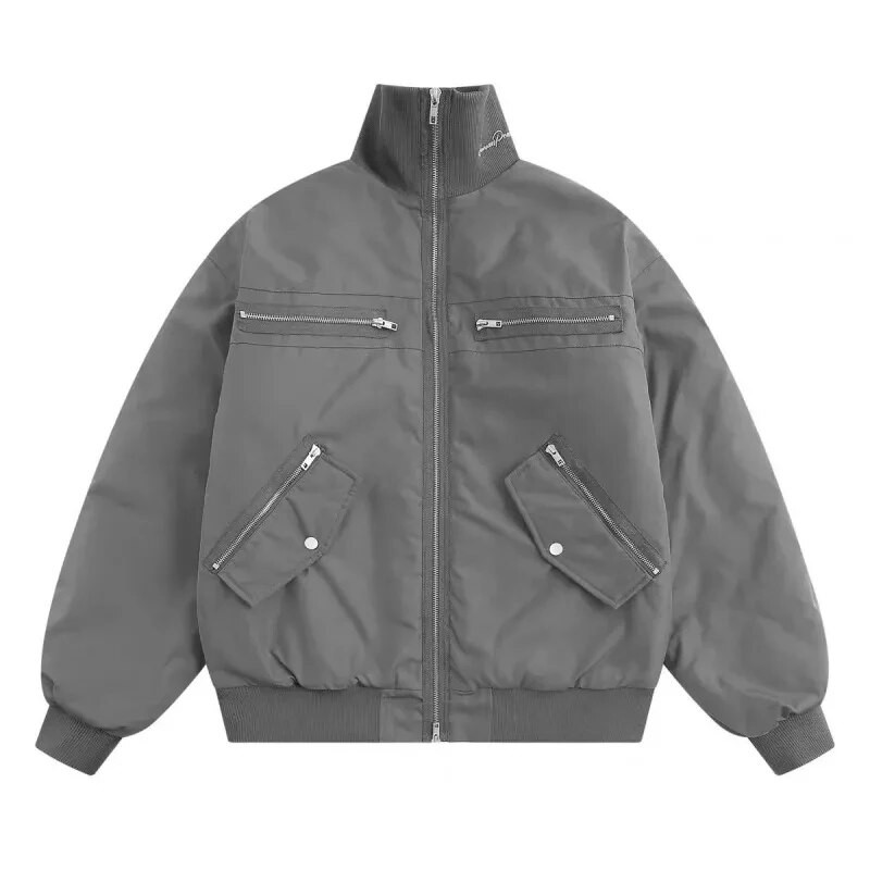 Pánska baseballová bunda High Street s viacerými vreckami, retro bundy na zips, jarný retro bomber Harajuku, unisex, voľné jesenné oblečenie