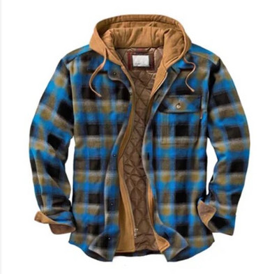 2023 Jesen Zima Novi muški kaput Prošivena podstavljena karirana košulja s dodatkom baršuna za zagrijavanje Muška gornja odjeća s kapuljačom