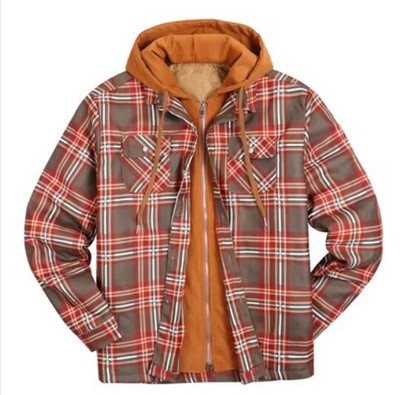 2023 Jesen Zima Novi muški kaput Prošivena podstavljena karirana košulja s dodatkom baršuna za zagrijavanje Muška gornja odjeća s kapuljačom