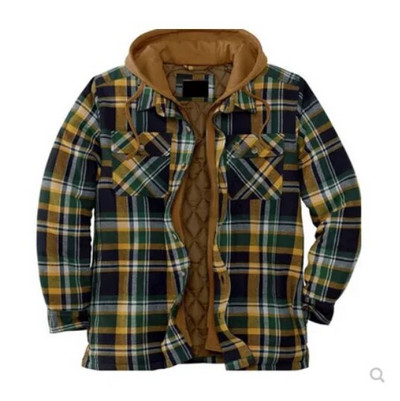 2023 Jesen Zima Novi muški kaput Prošivena podstavljena karirana košulja s dodatkom baršuna za zagrijavanje Muška gornja odjeća s kapuljačom