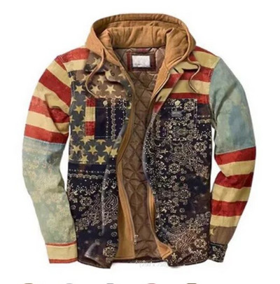 2023 Jesen Zima Novi muški kaput Prošivena podstavljena karirana košulja s dodatkom baršuna za zagrijavanje Muška gornja odjeća s kapuljačom