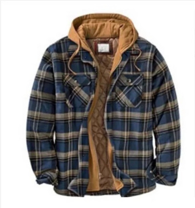 2023 Jesen Zima Novi muški kaput Prošivena podstavljena karirana košulja s dodatkom baršuna za zagrijavanje Muška gornja odjeća s kapuljačom