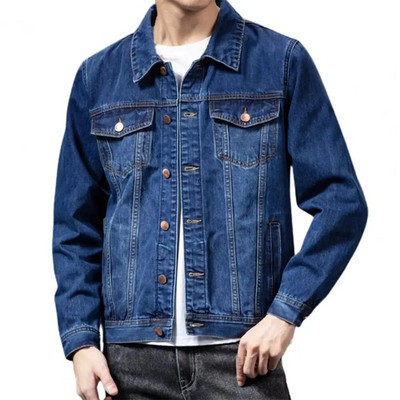 Jachetă casual de blugi pentru bărbați Jachetă cardigan cu un singur piept Jachetă de blugi pentru bărbați Jachetă masculină chaquetas hombre куртка мужская